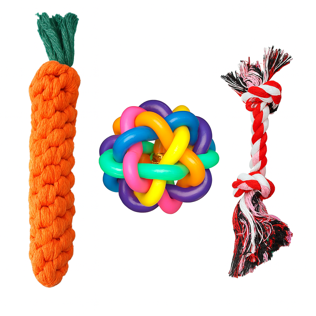 PACK DE TRES JUGUETES PARA PERROS - Trokales