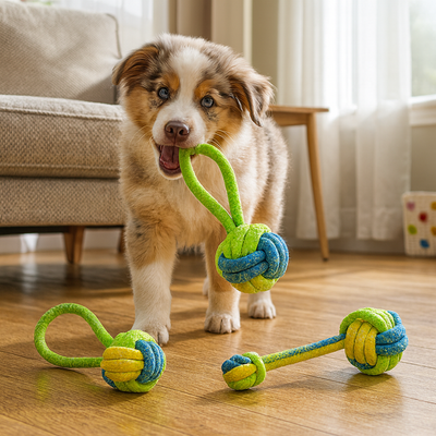 PACK DE TRES CUERDAS CON PELOTAS PARA PERROS - Trokales